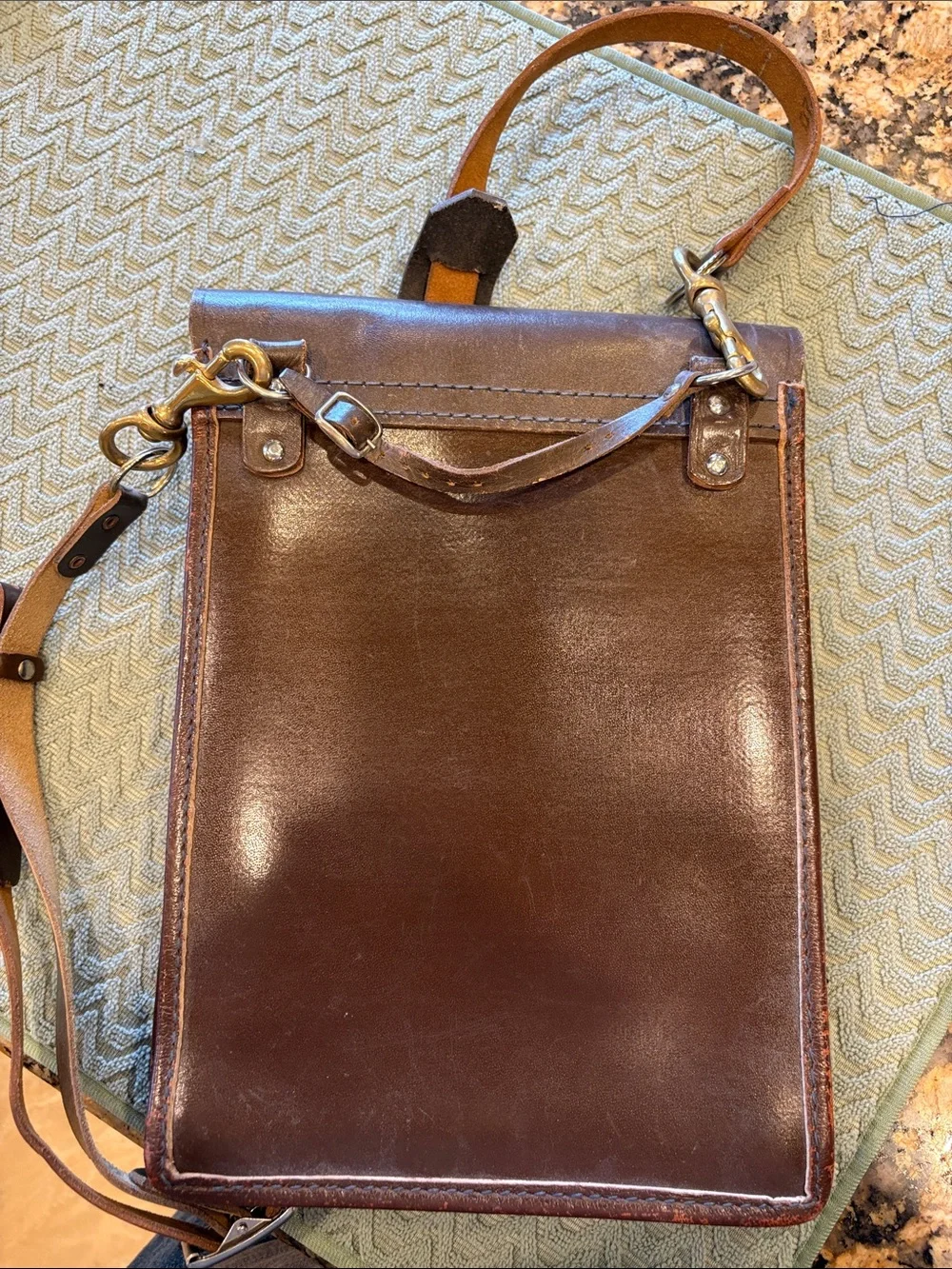 Vintage 1993 Russian Leather Officer Field Map Bag Military Satchel 12”x9”